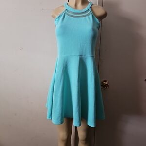 Place Aqua Halter Mini Dress